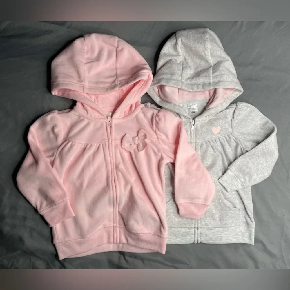Carter's Pink and Gray Hoodies with Bow and Heart